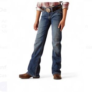 NWT Ariat Jeans Girls 7 Blue Denim CHILLBLUE R.E.A.L. CLOVER Boot Jean Rodeo NEW